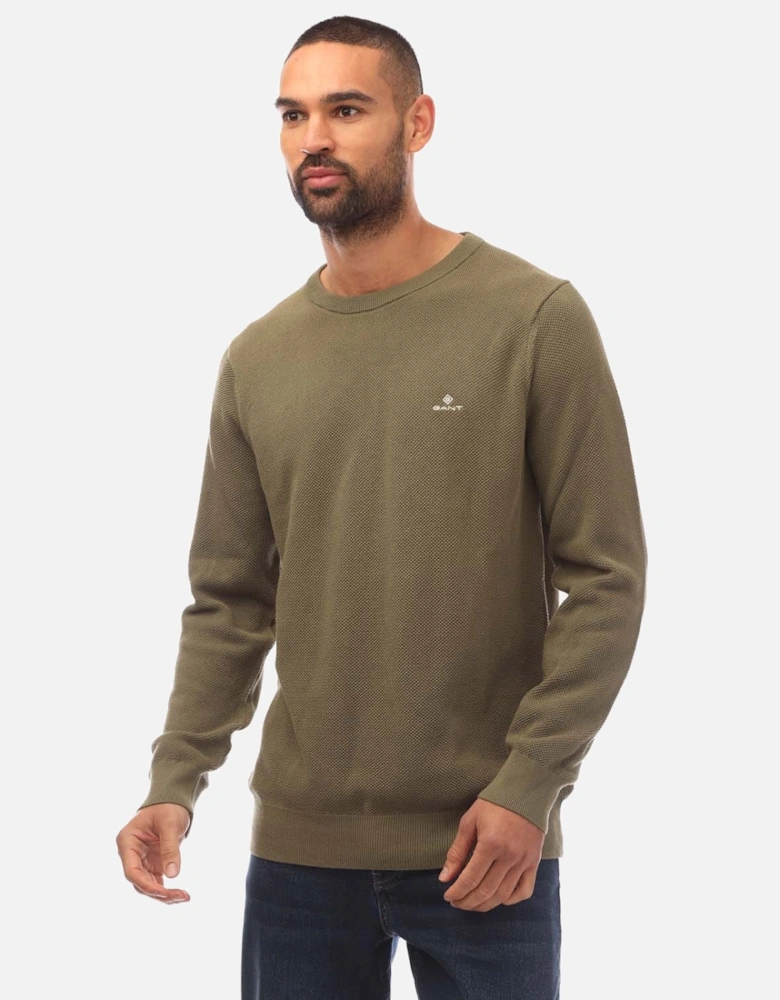 Cotton Pique Crewneck Sweatshirt