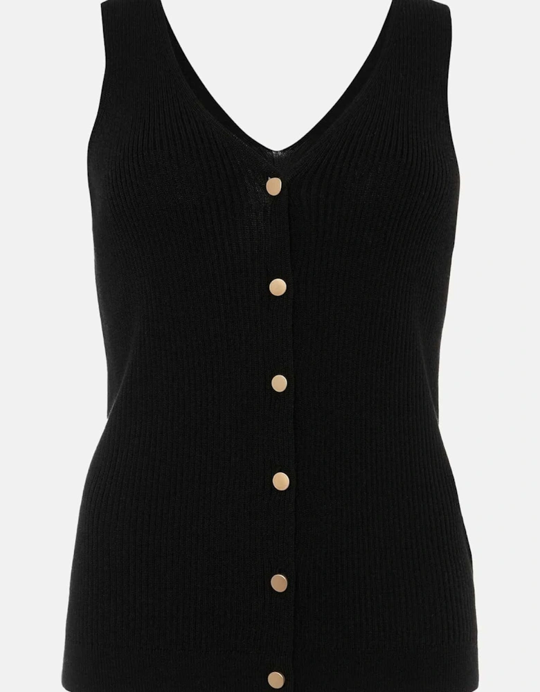 Celine Ribbed Button Vest Top