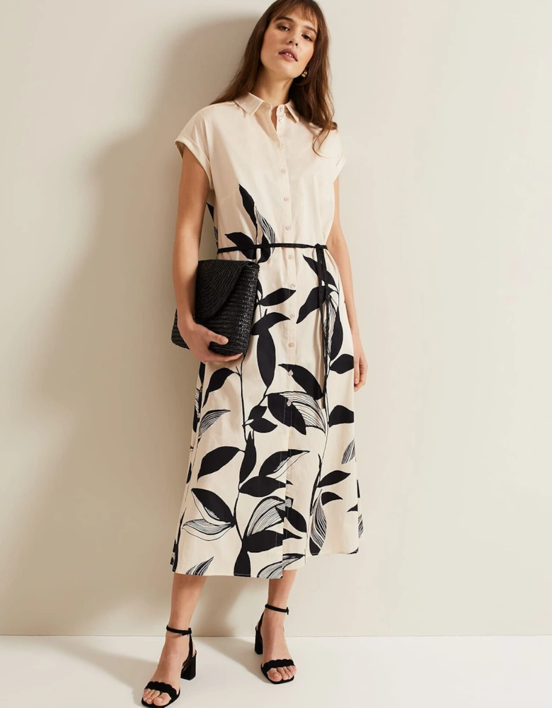 Felicity Leaf Print Midi Dress