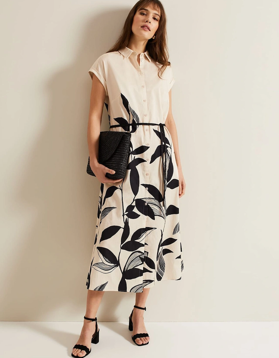 Felicity Leaf Print Midi Dress, 9 of 8