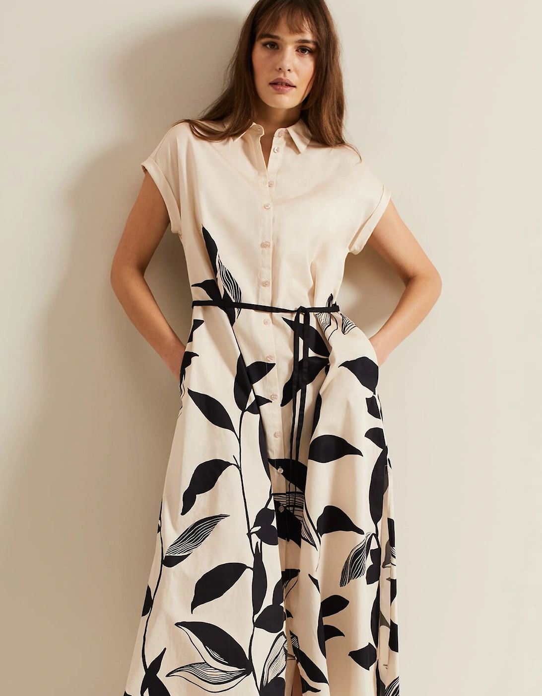 Felicity Leaf Print Midi Dress