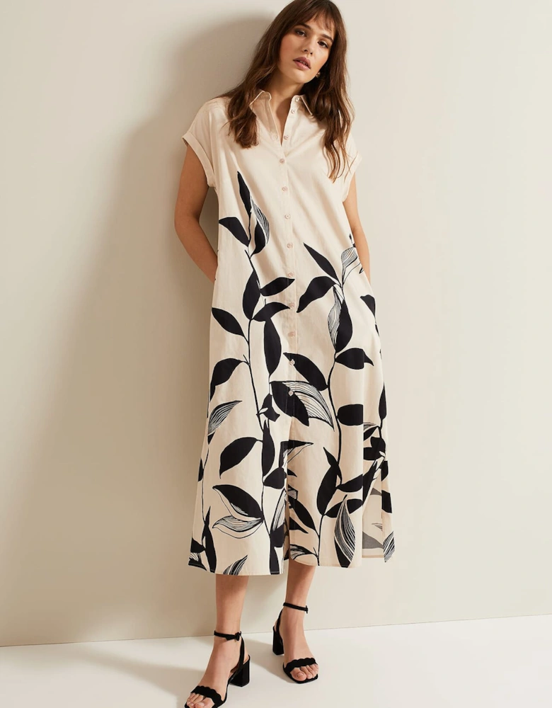 Felicity Leaf Print Midi Dress