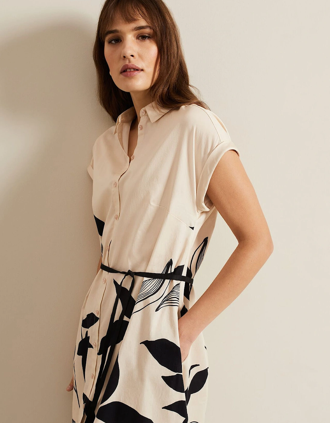 Felicity Leaf Print Midi Dress