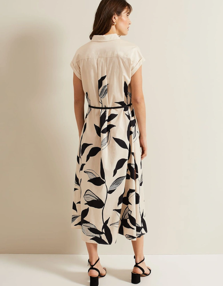 Felicity Leaf Print Midi Dress