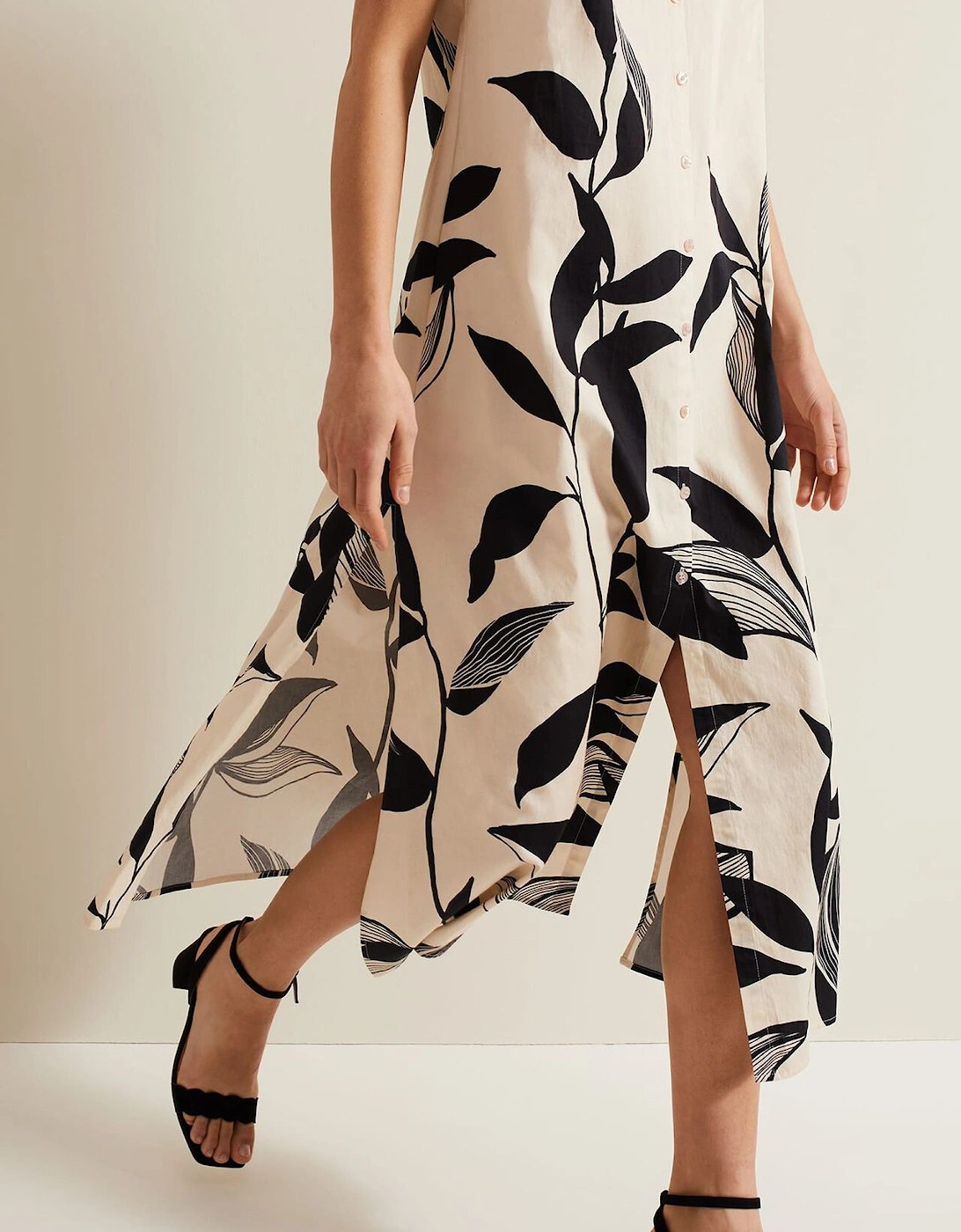 Felicity Leaf Print Midi Dress