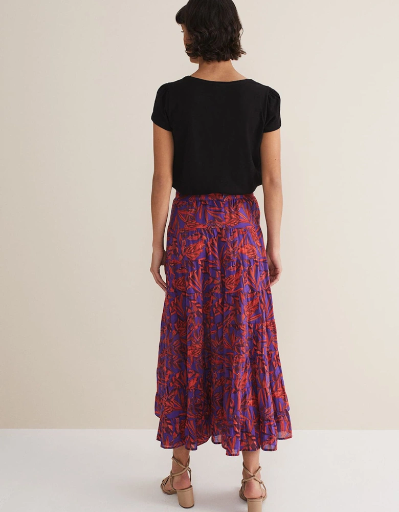 Eloraina Leaf Print Maxi Skirt