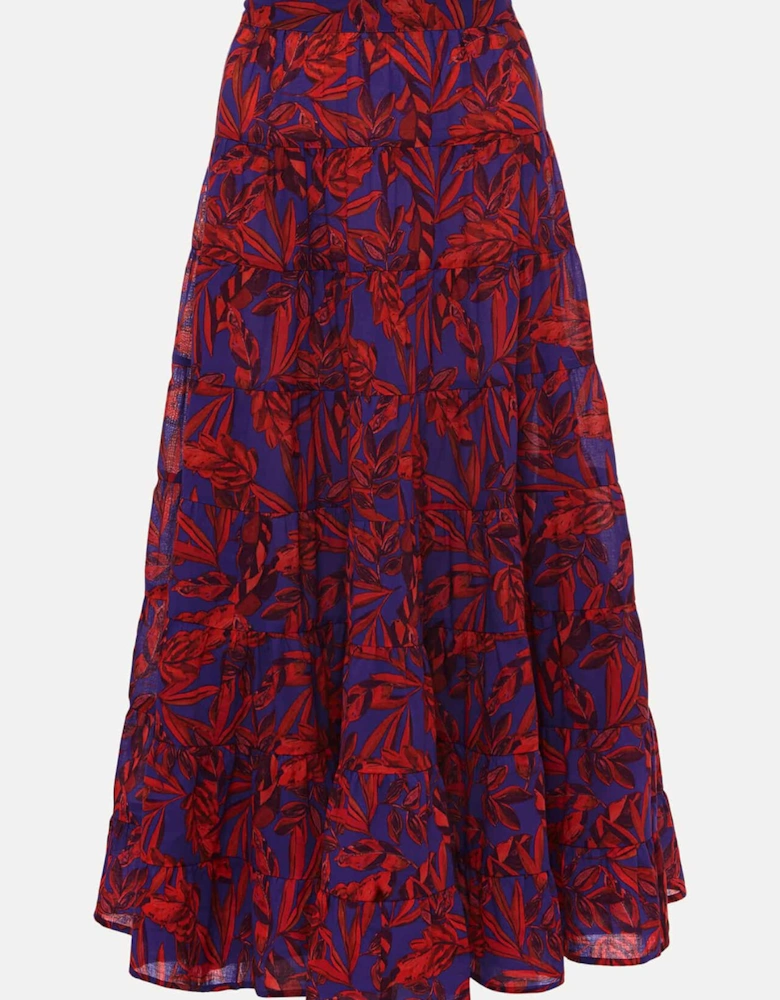 Eloraina Leaf Print Maxi Skirt