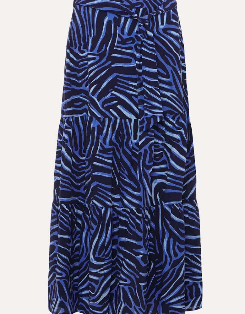 Tana Zebra Print Tiered Midi Skirt