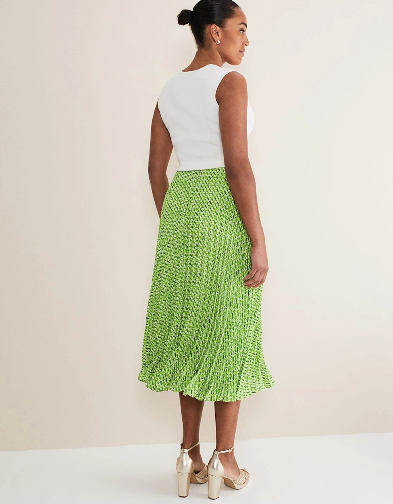 Elmina Geo Pleated Midi Skirt