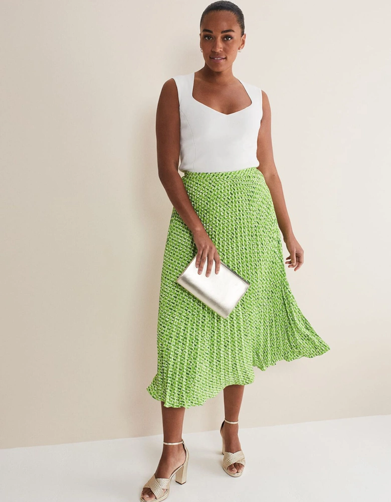 Elmina Geo Pleated Midi Skirt