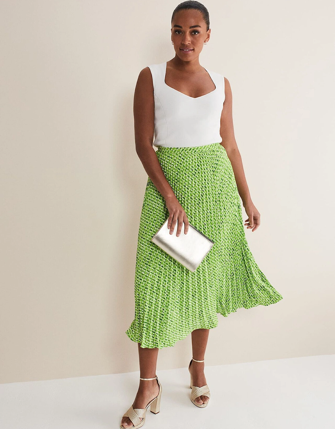 Elmina Geo Pleated Midi Skirt, 8 of 7