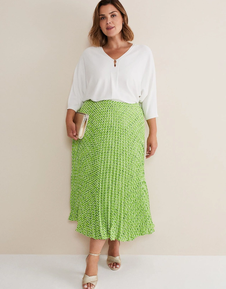 Elmina Geo Pleated Midi Skirt