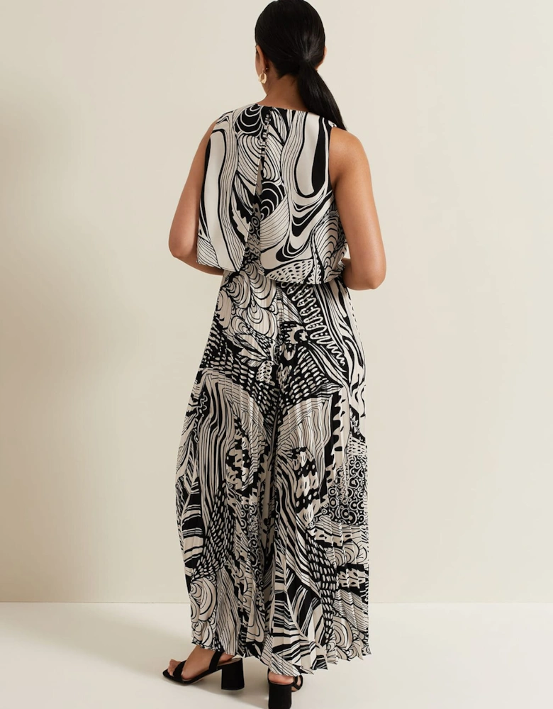 Petite Saskia Abstract Pleated Jumpsuit