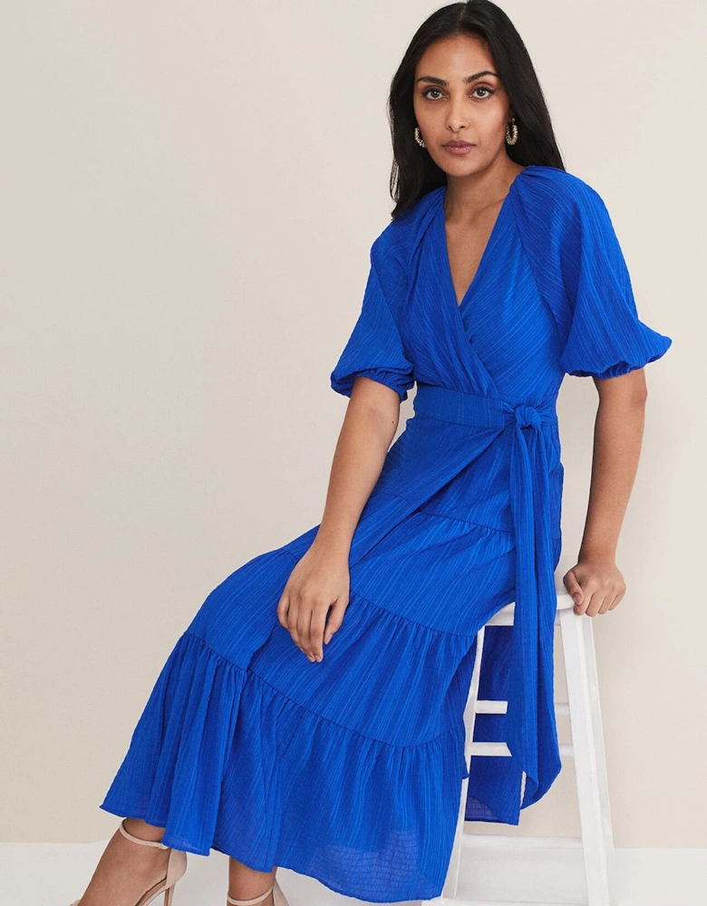 Petite Morven Blue Wrap Midi Dress