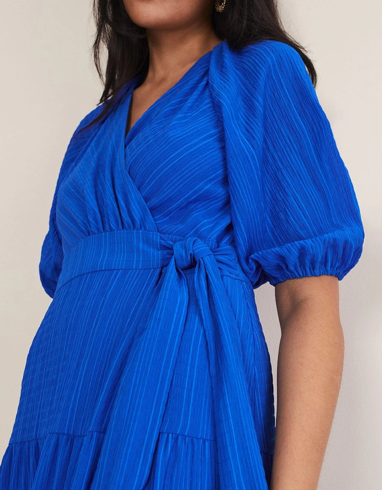 Petite Morven Blue Wrap Midi Dress