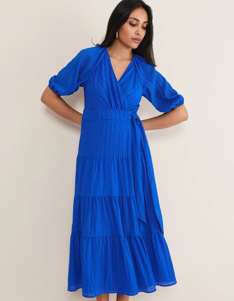 Petite Morven Blue Wrap Midi Dress