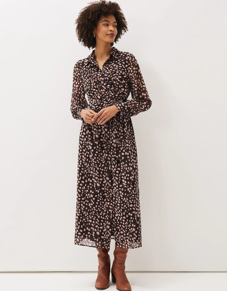 Libby Spot Print Midi Dress