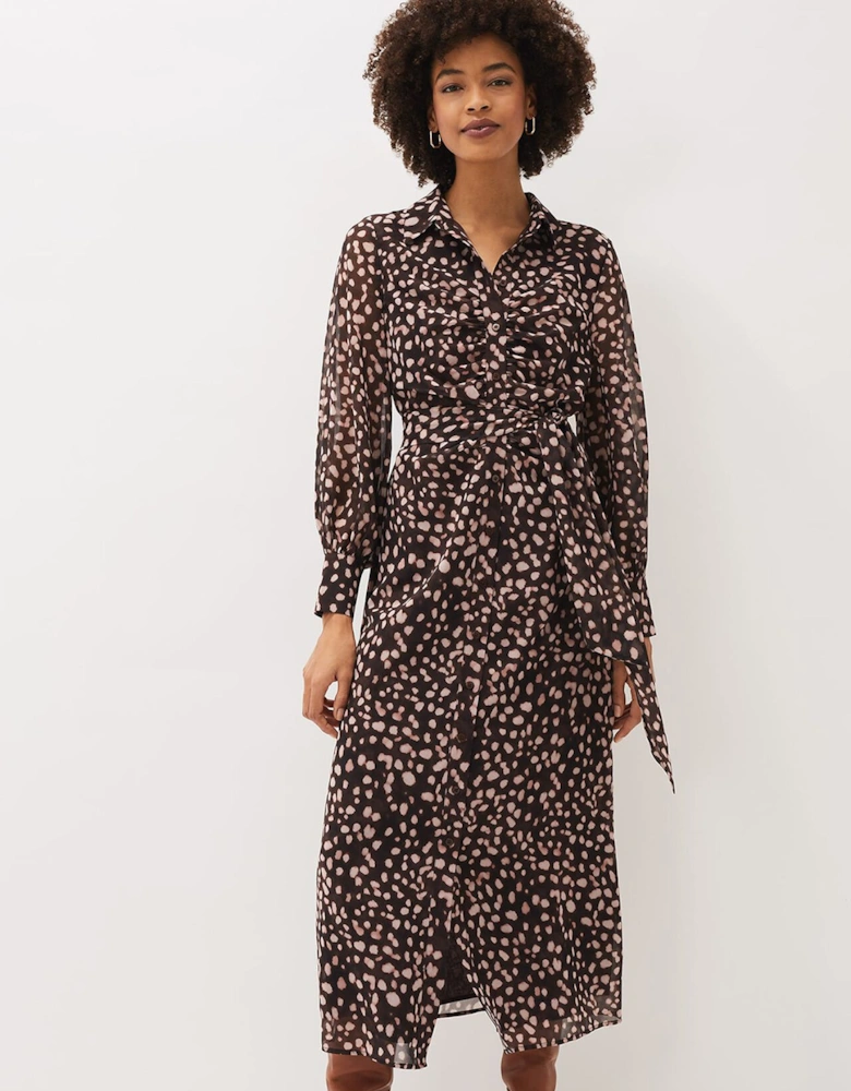 Libby Spot Print Midi Dress