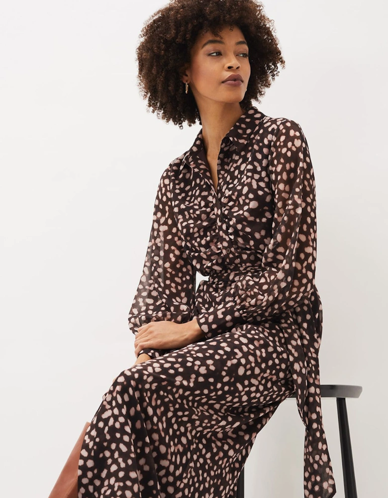 Libby Spot Print Midi Dress