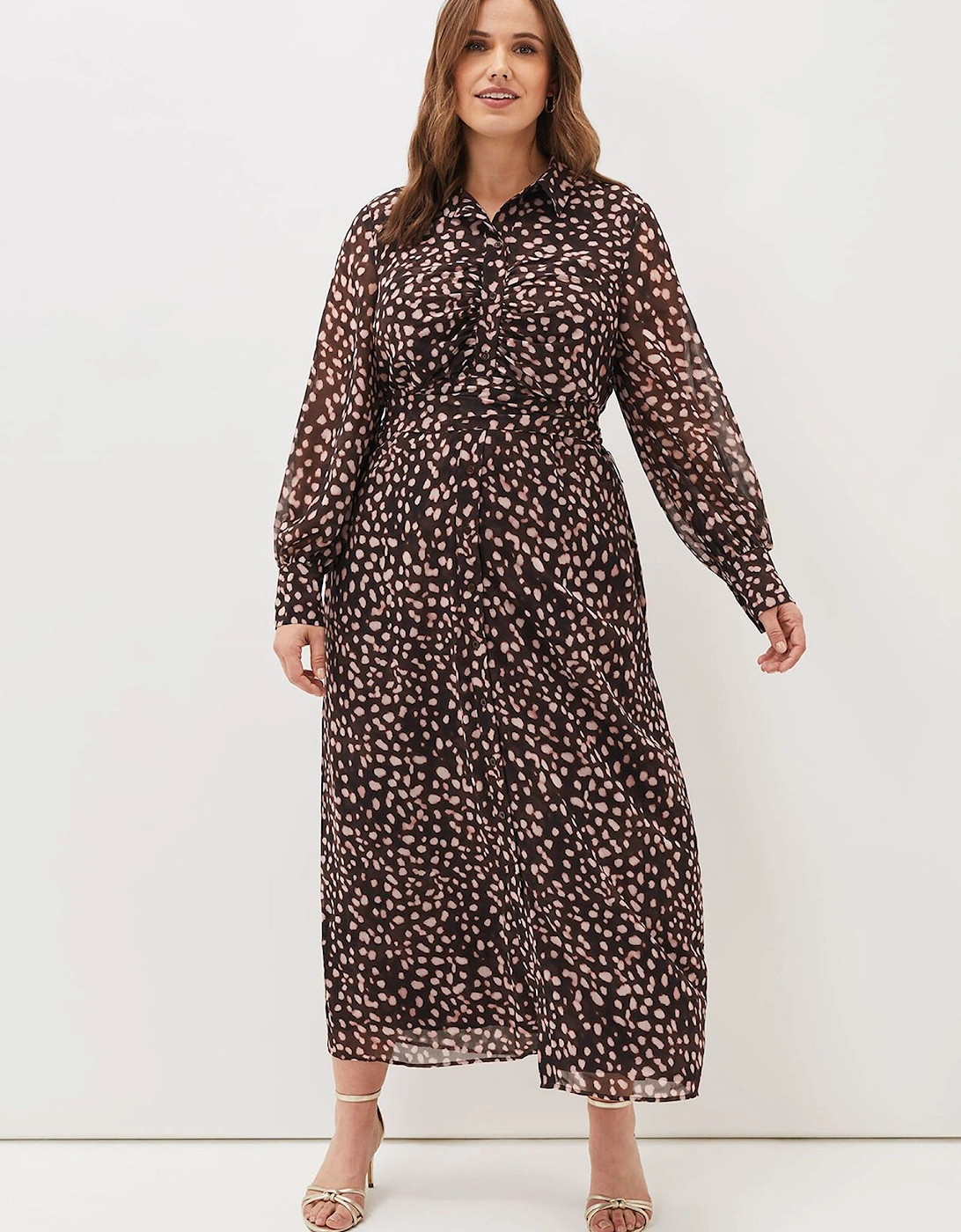 Libby Spot Print Midi Dress