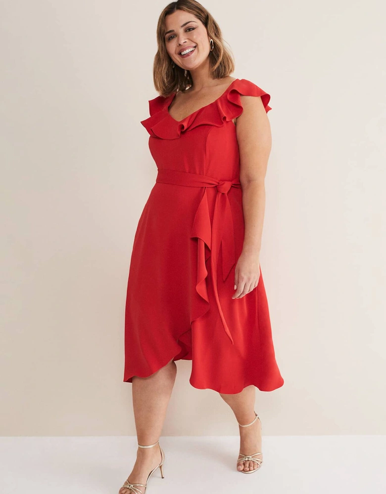 Tatiana Ruffle Wrap Midi Dress