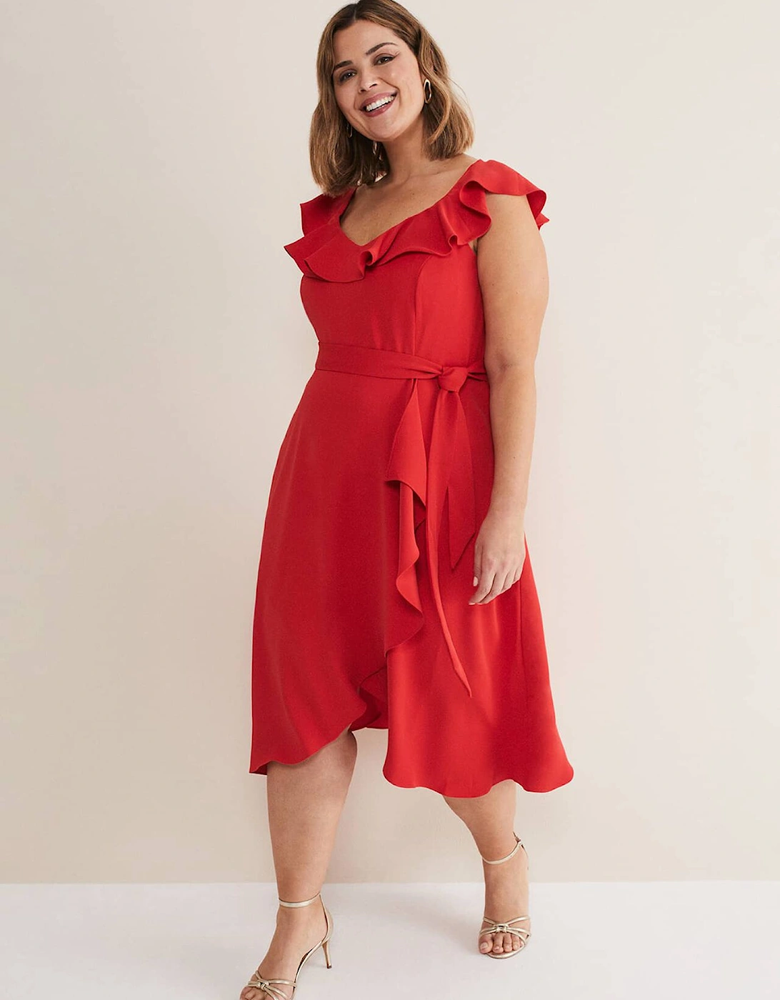 Tatiana Ruffle Wrap Midi Dress