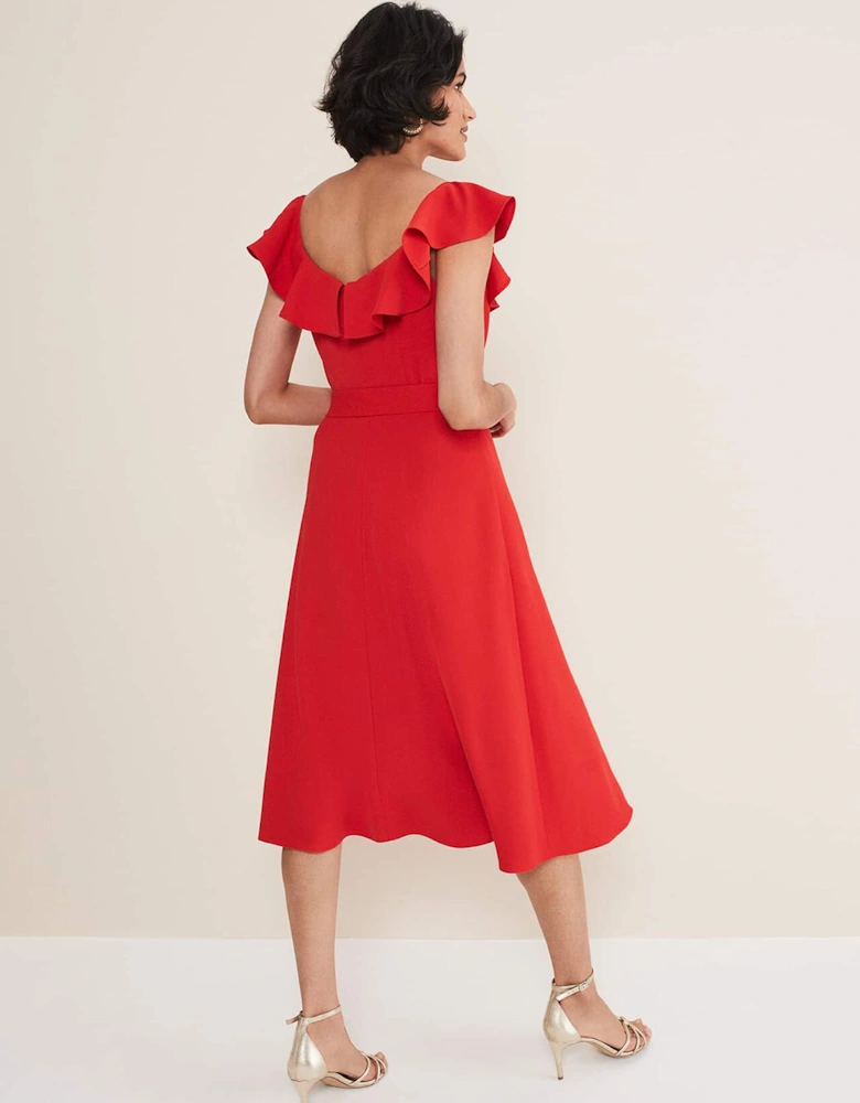 Tatiana Ruffle Wrap Midi Dress