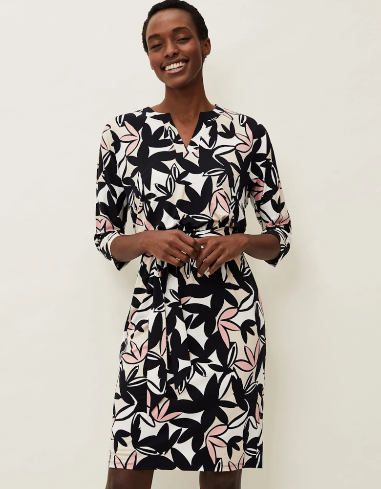 Gwin Leaf Print Dress