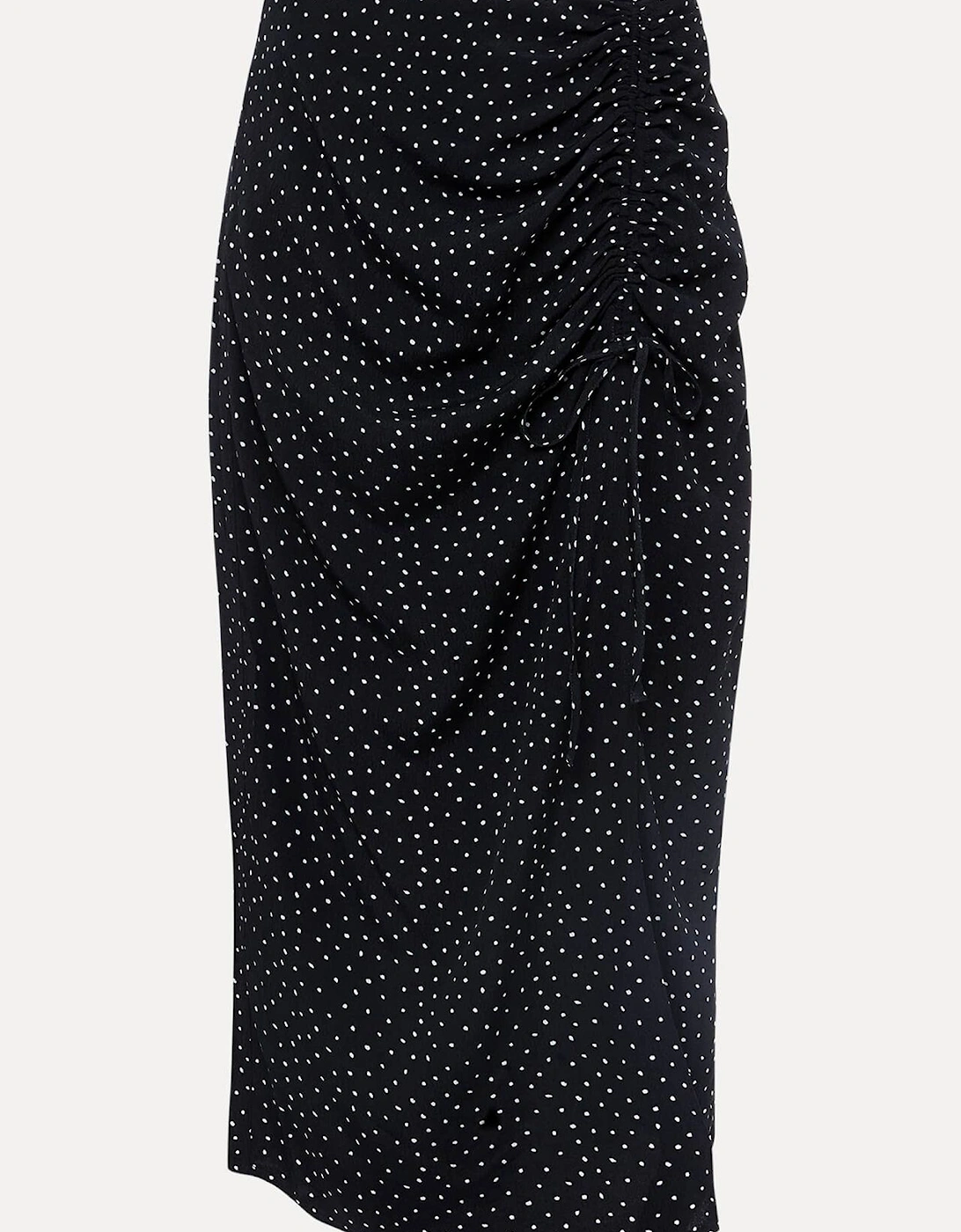 Spot Print Midi Ruched Skirt