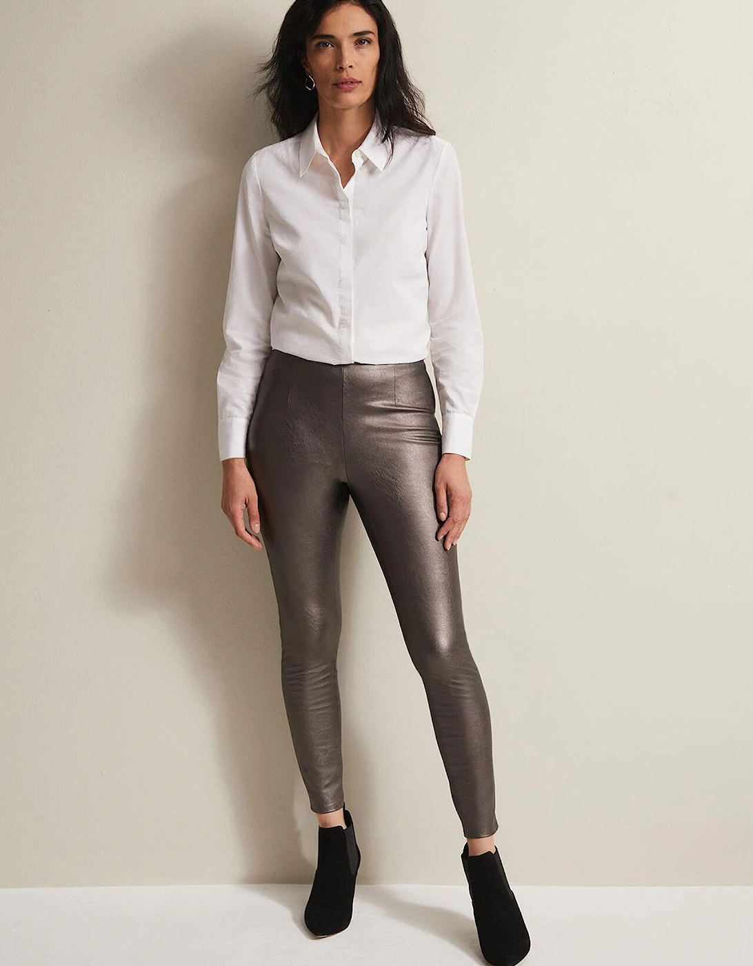 Amina Silver Faux Leather Jeggings