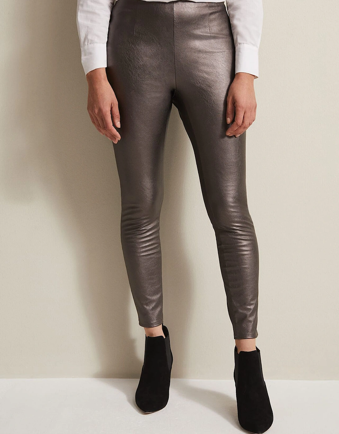 Amina Silver Faux Leather Jeggings