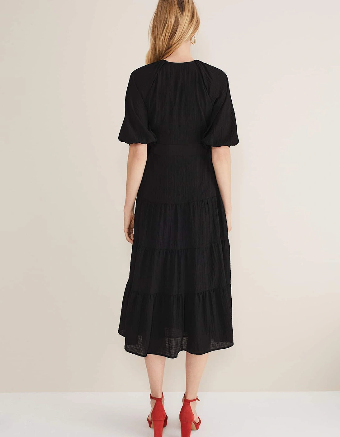 Morven Black Wrap Midi Dress