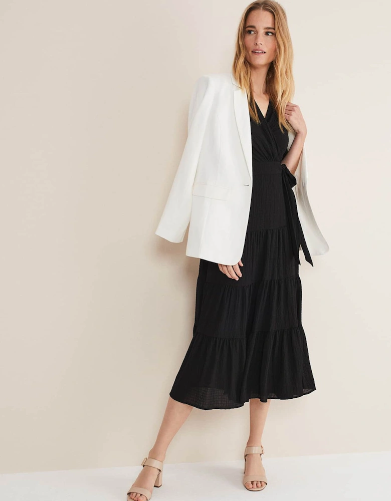 Morven Black Wrap Midi Dress