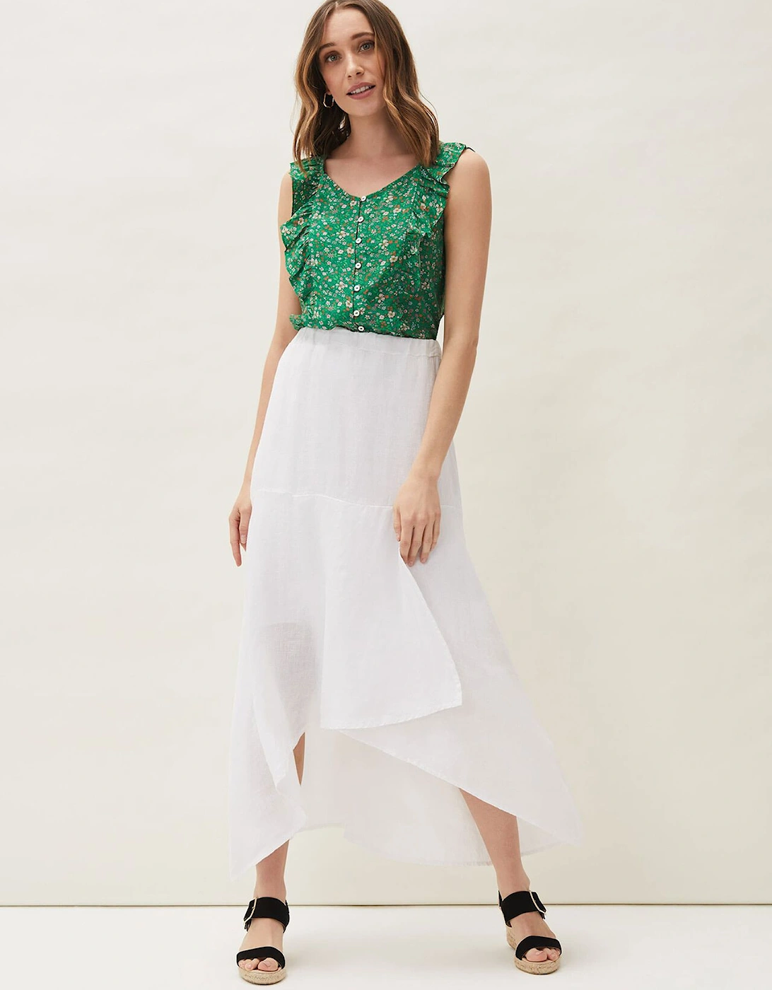 Phoebe Faux Wrap Linen Skirt