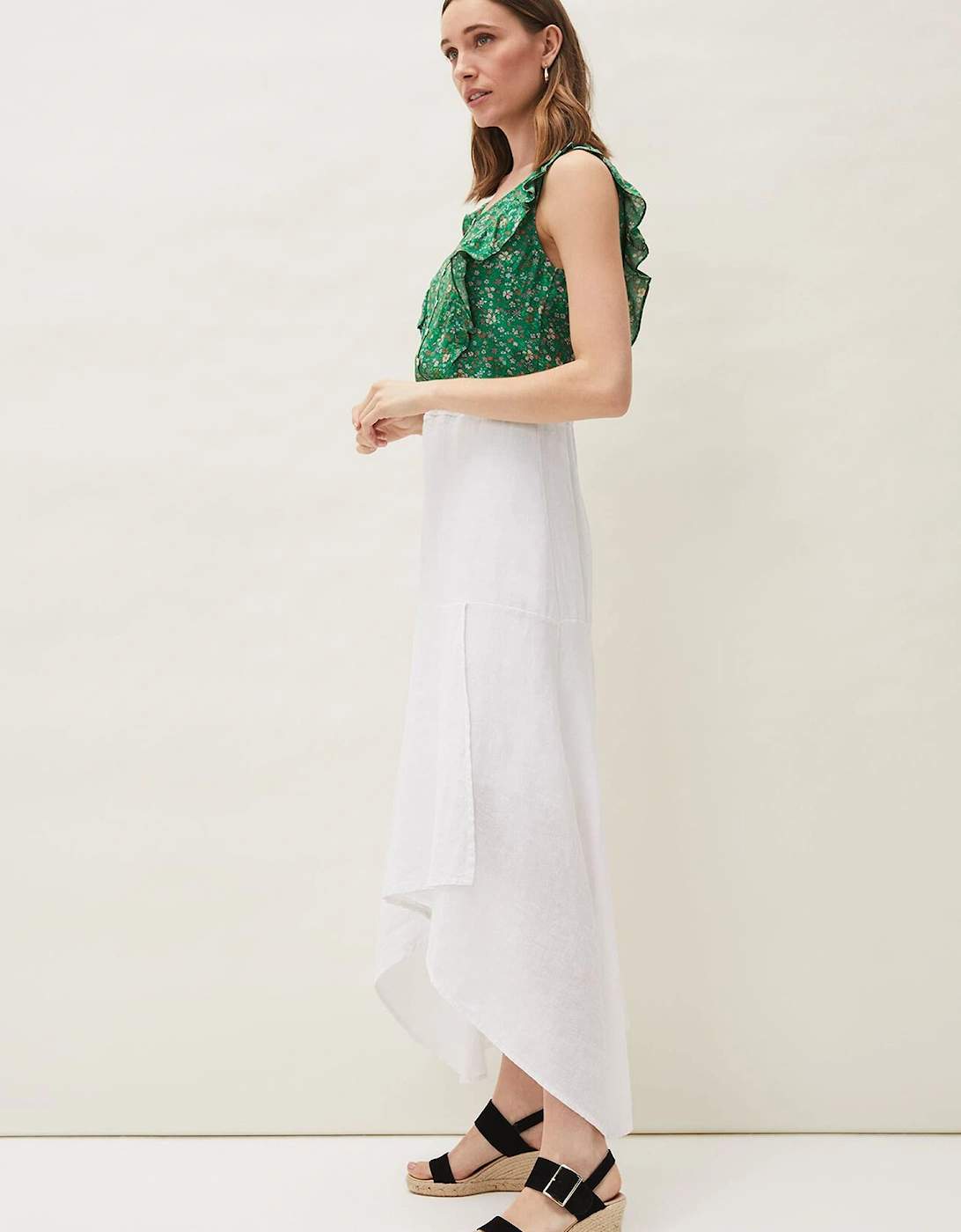 Phoebe Faux Wrap Linen Skirt