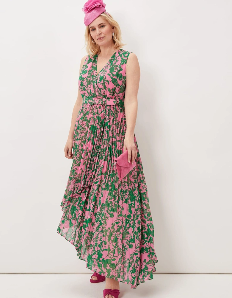 Brianna Pleated Print Dress