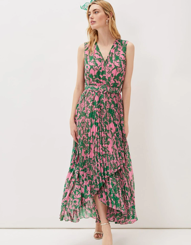 Brianna Pleated Print Dress