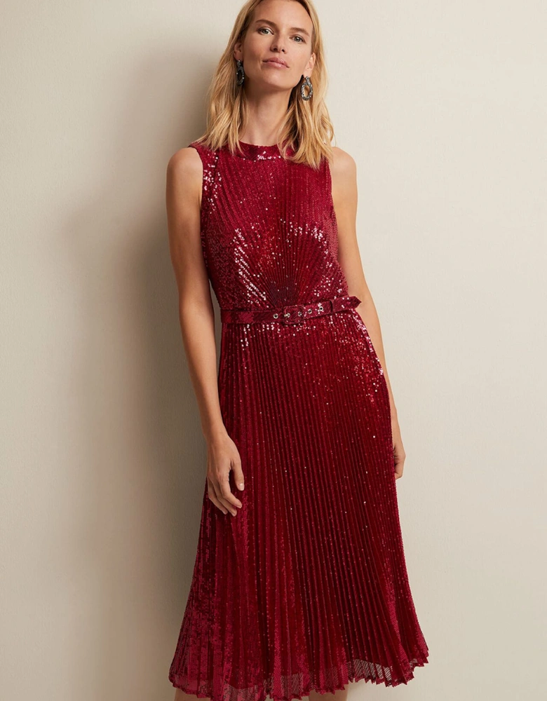 Simara Pink Sequin Midi Dress