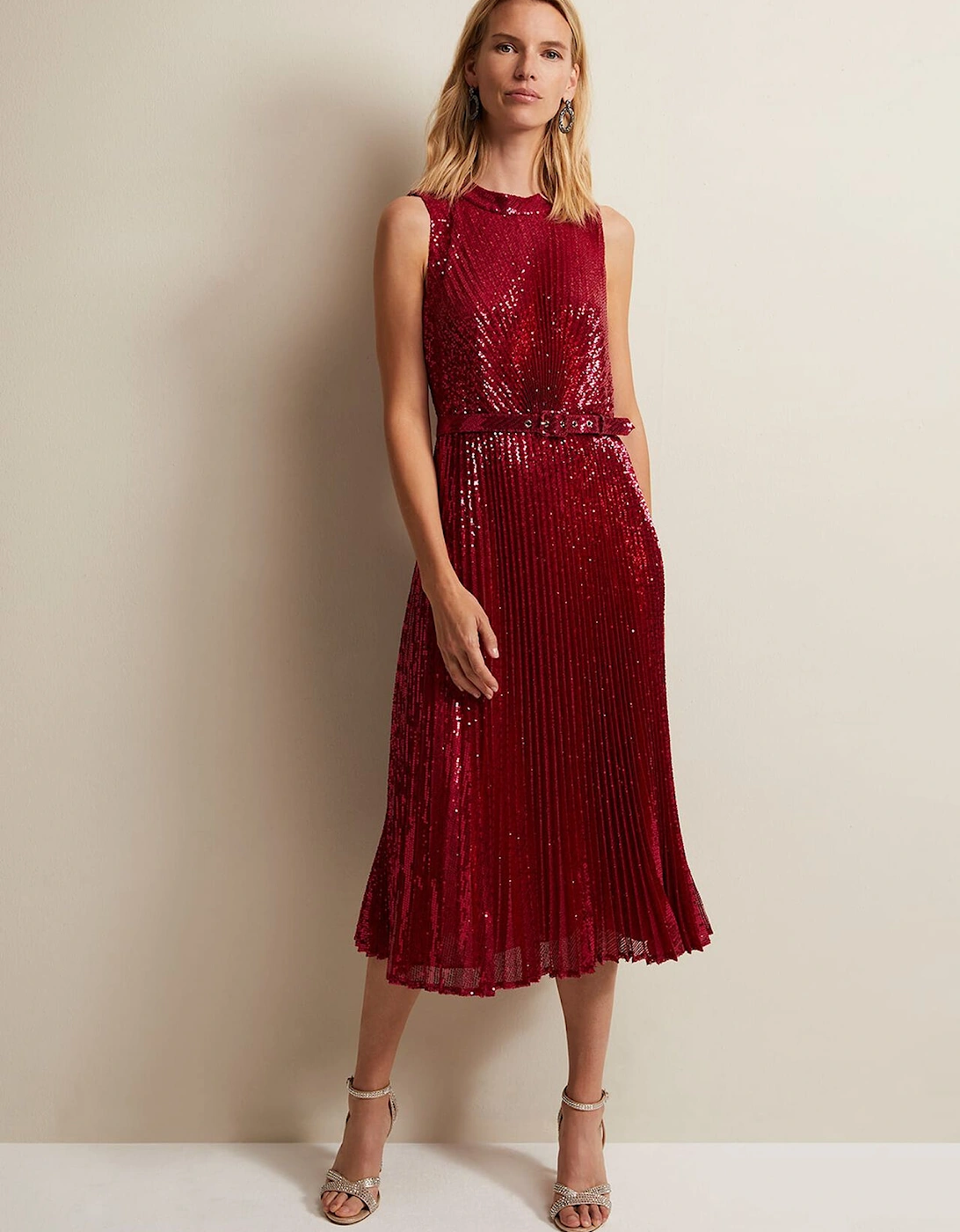 Simara Pink Sequin Midi Dress