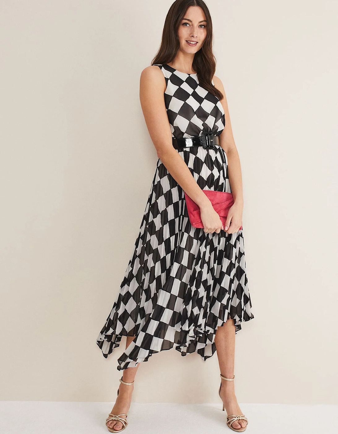 Laurel Checked Pleated Midi Dress, 7 of 6