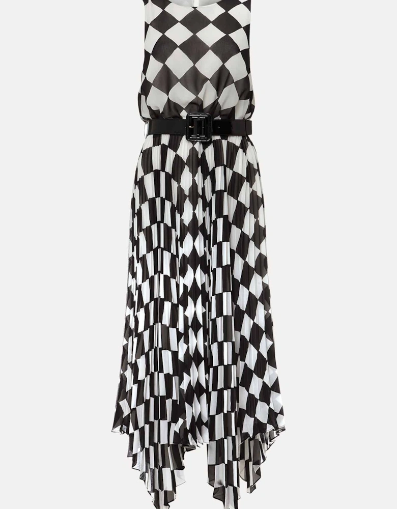 Laurel Checked Pleated Midi Dress