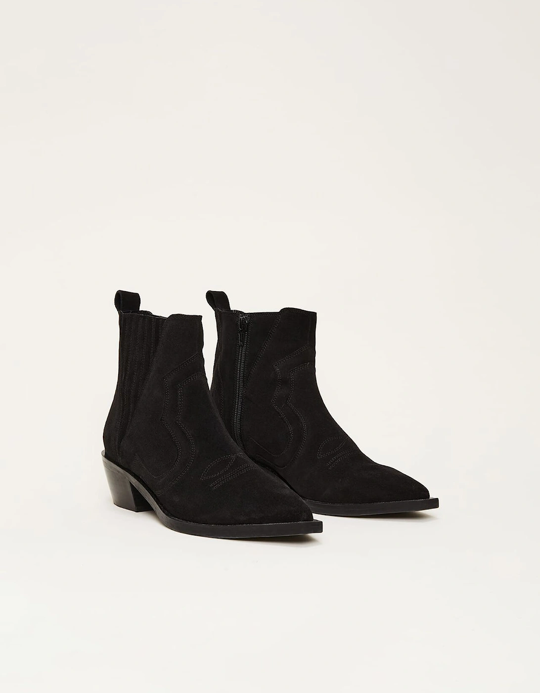 Stitch Detail Suede Ankle Boot