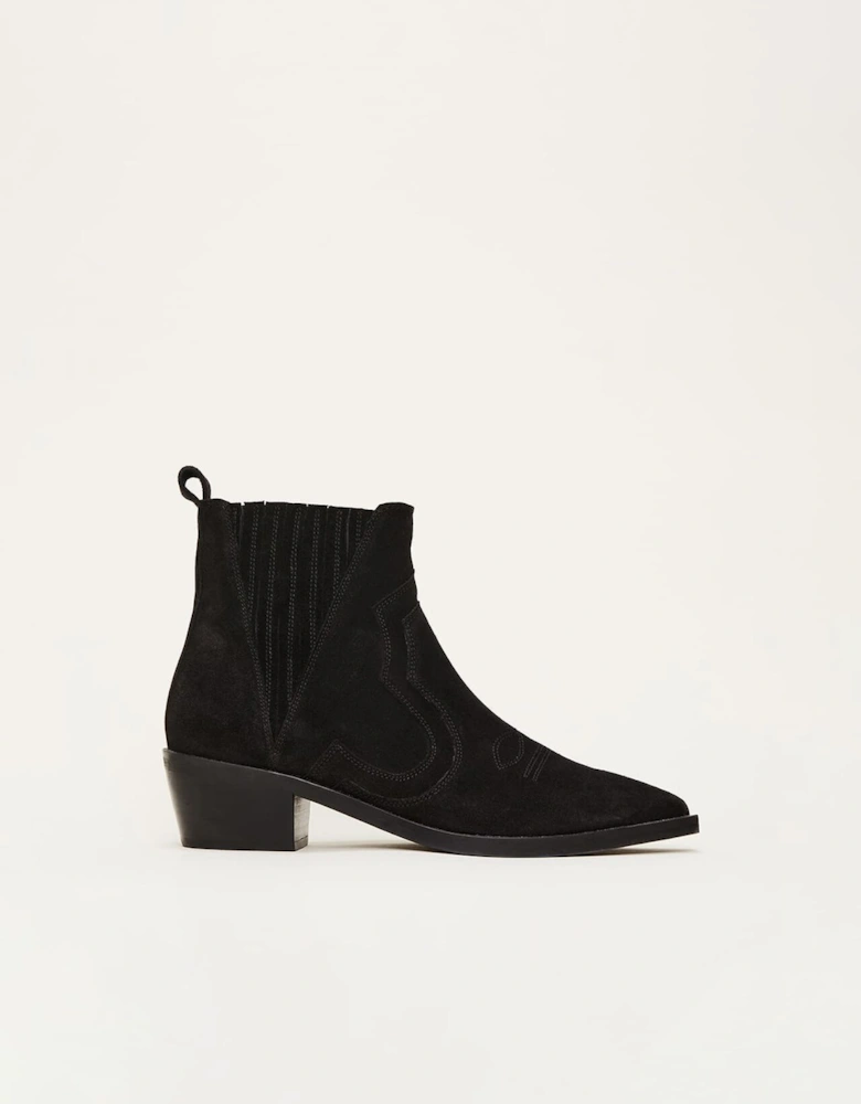 Stitch Detail Suede Ankle Boot