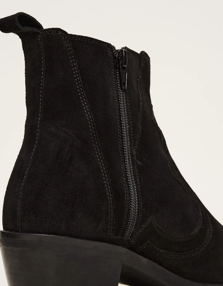 Stitch Detail Suede Ankle Boot