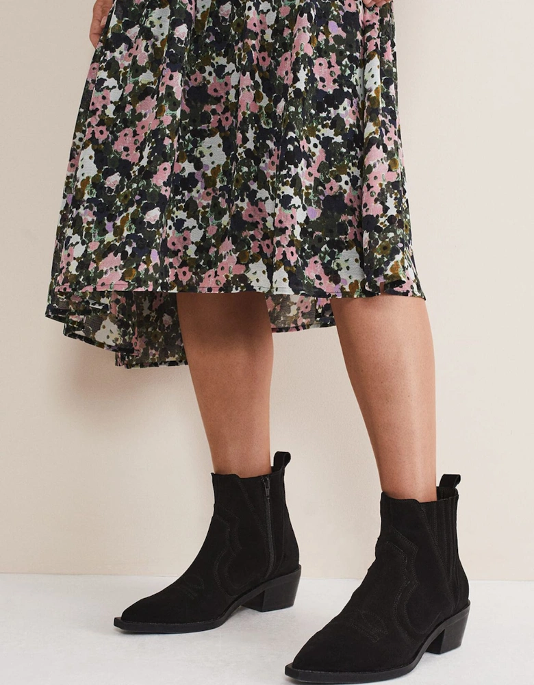 Stitch Detail Suede Ankle Boot