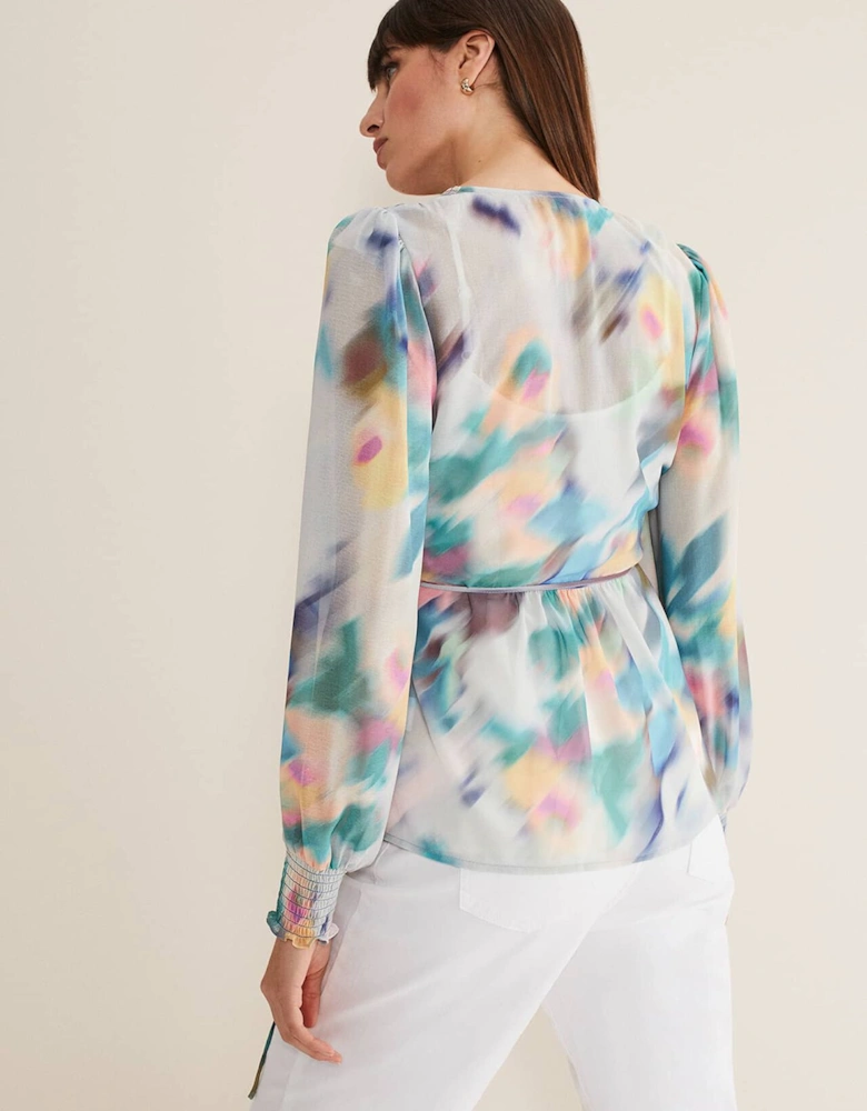 Sonya Printed Wrap Blouse