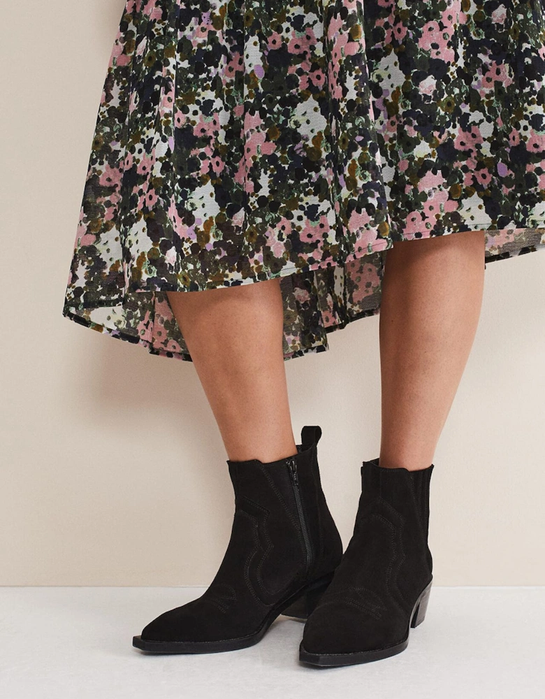 Stitch Detail Suede Ankle Boot