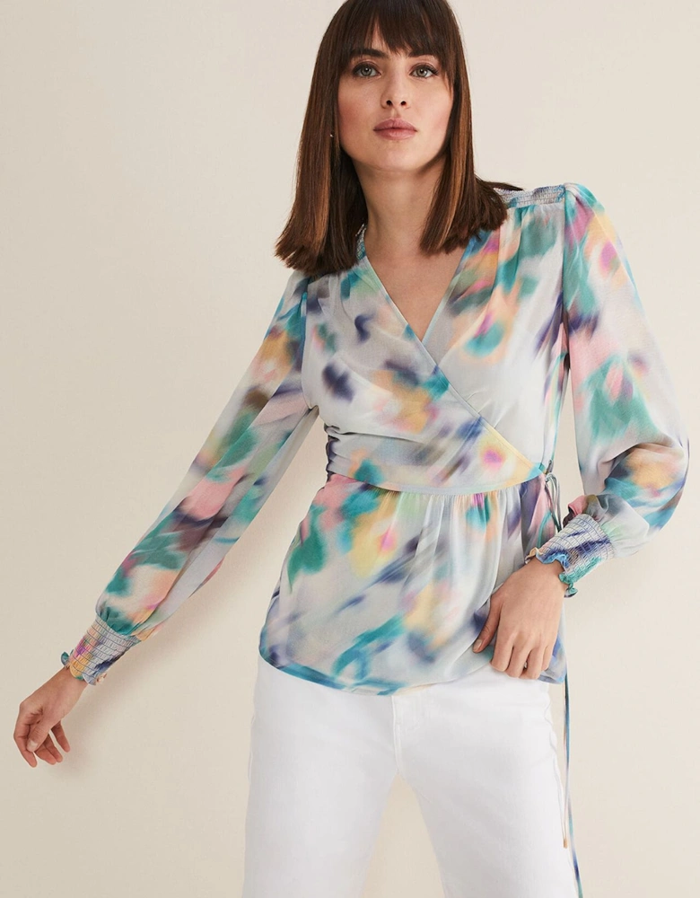 Sonya Printed Wrap Blouse