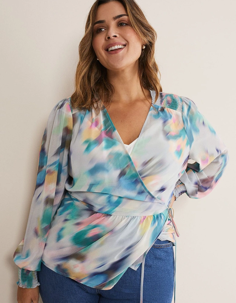 Sonya Printed Wrap Blouse