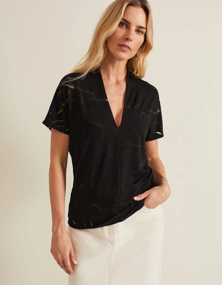 Linda Linear Leaf Burnout Top